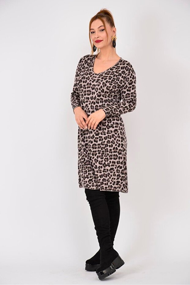 21383 Leopard Pattern Dress - 2