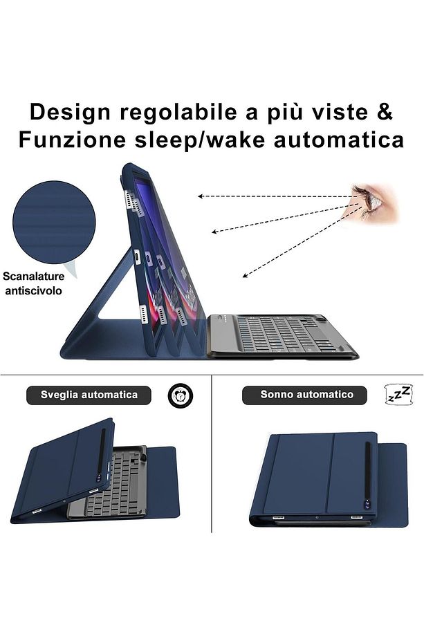 Samsung Galaxy Tab S9 Fe Plus 12.4" Klavyeli Kılıf Kalem Bölmeli Bluetooth Özellikli Stand Türkçe Q - 6