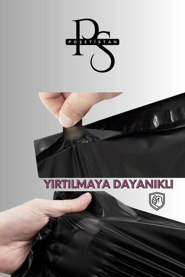Premium Siyah 100 Adet 25x30x5 Cm Kargo Poşeti (120 MİKRON) - 5