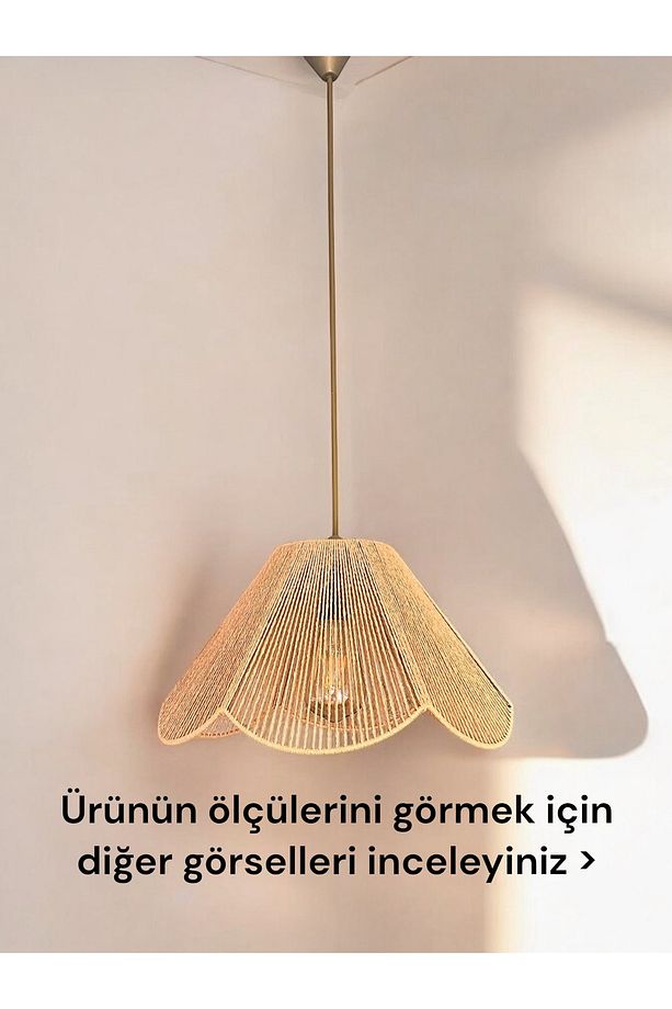 HASIR EL YAPIMI BOHEM ÇİÇEK ŞEKİLLİ RUSTİK AVİZE - 3