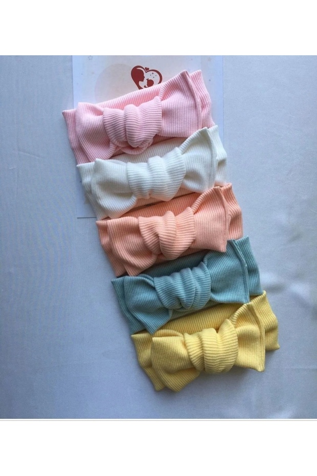 5-Piece Handmade Ribbed Baby Girl Bandana