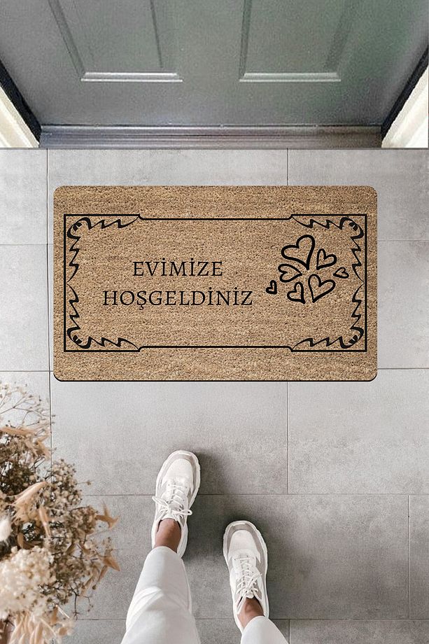 Yüksek Kaliteli Dijital Baskı Evimize Hoşgeldiniz Dizayn Kapı Önü Paspası - 1