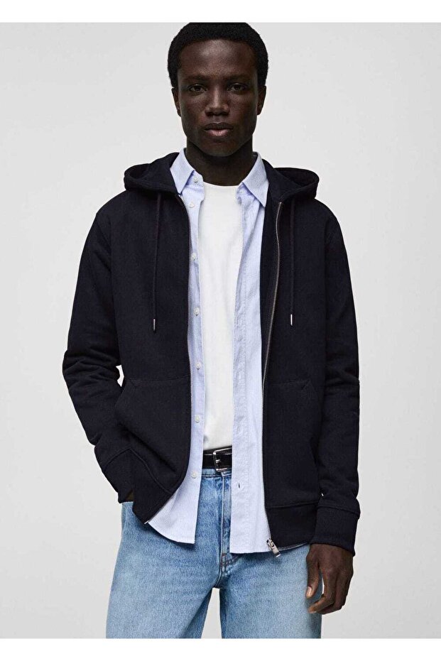 Fermuarlı pamuklu sweatshirt - 1