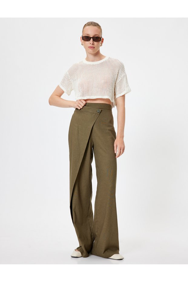 Double-Breasted Trousers with Wide Legs