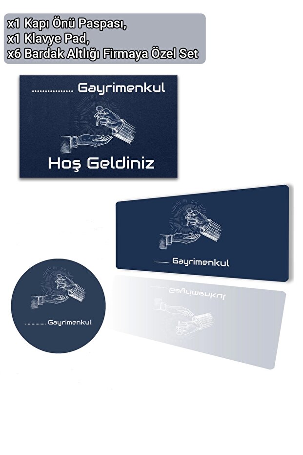 Door Mat Keyboard Pad under Cup Set Real Estate Agent Property Management Personal to Company Customized