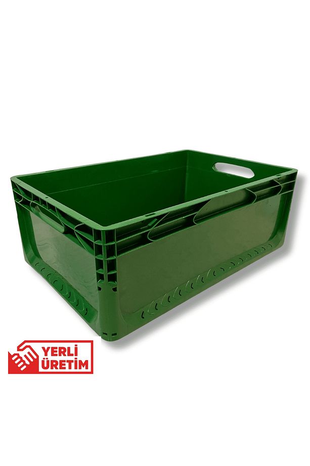 1.kalite Yeşil Plastik Kasa 60x40x22 Cm - Kokusuz Sağlam Plastik Kutu 44 Litre - 1
