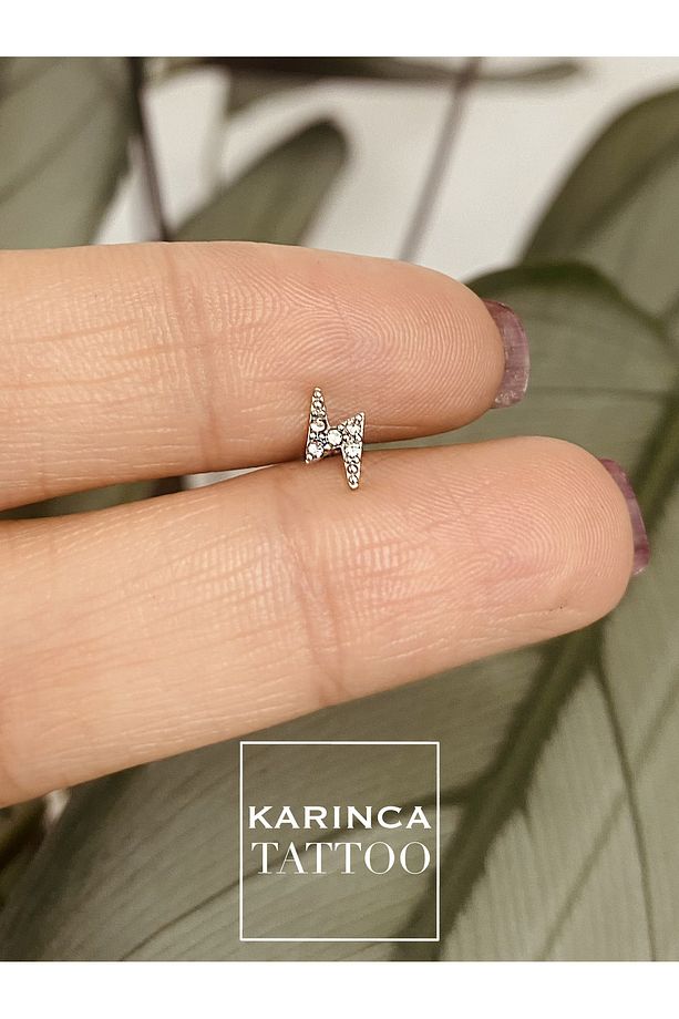 Şimşek Taşlı Piercing Flat Conch Forward Helix Kıkırdak Tragus Piercing - 3