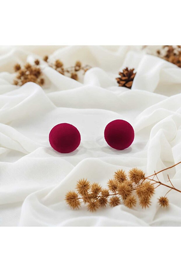 MİNİ YUVARLAK KADİFE KÜPE - 4