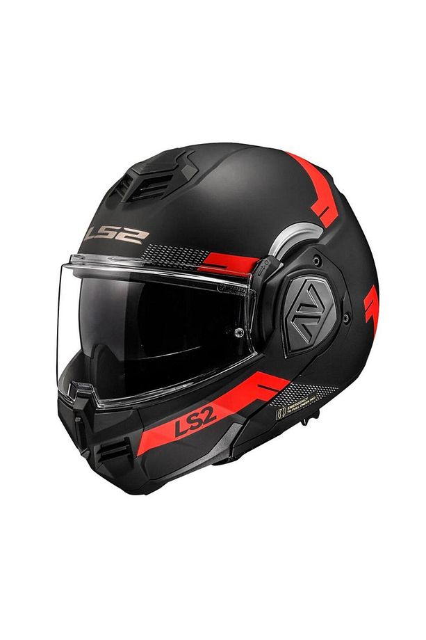 Advant Bend Mat Siyah - Kırmızı Çene Açılır Kask - 1