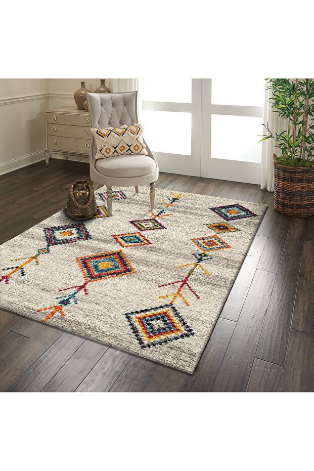 59-Sponge-Backed Tribal Special Textured Non-Slip Rug Cover