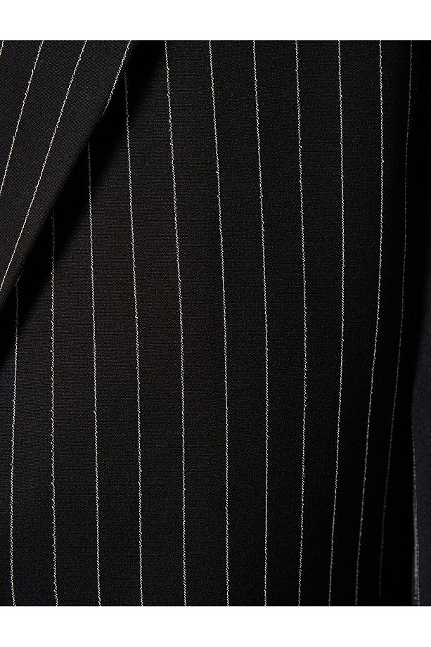 Oversize Blazer Ceket Tek Düğmeli Kapaklı Cepli - 6