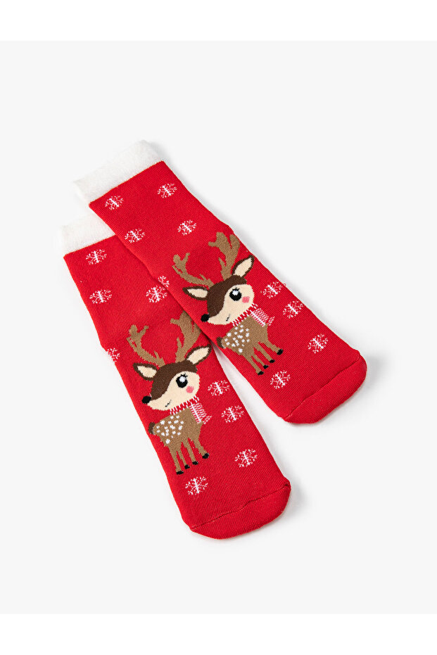 New Year's Patterned Towel Socks