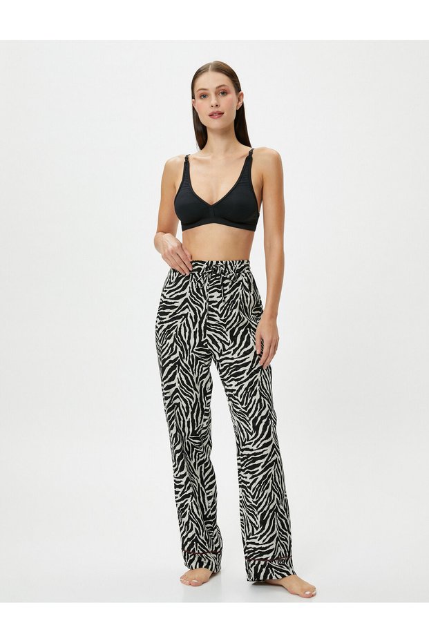 Zebra Patterned Pajama Bottom Elastic Waist Men's Shoes Gx9688