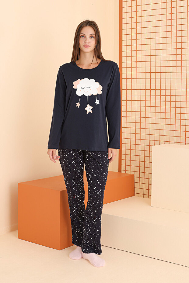 Lacivert Cloud Pijama Takımı - 1