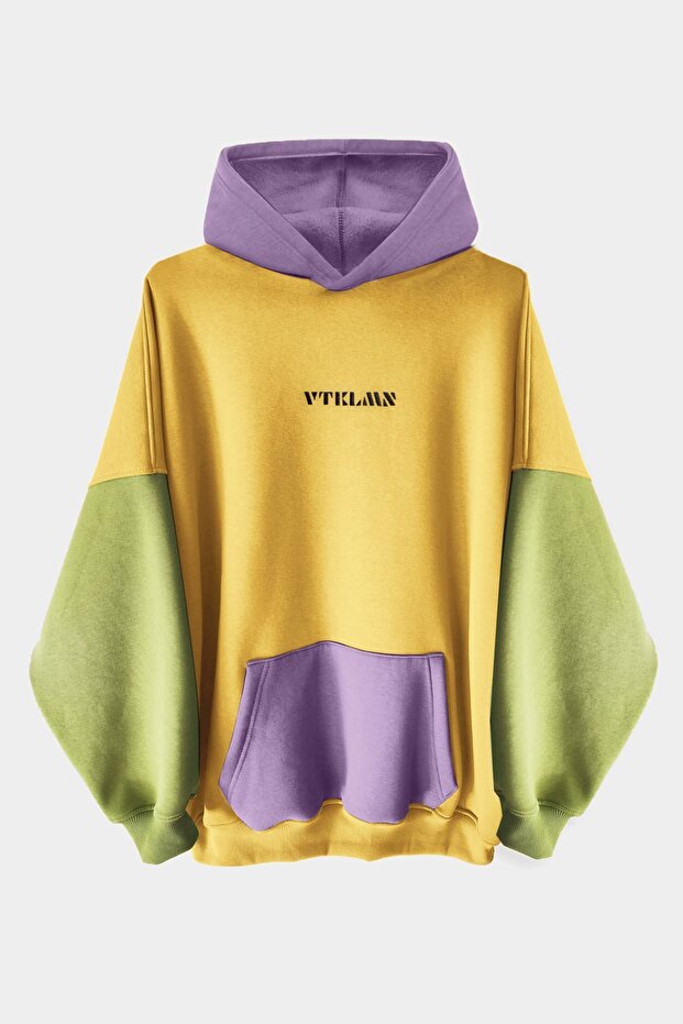 Yellow Green Lilac Color Hooded Hoodie Sweatshirt
