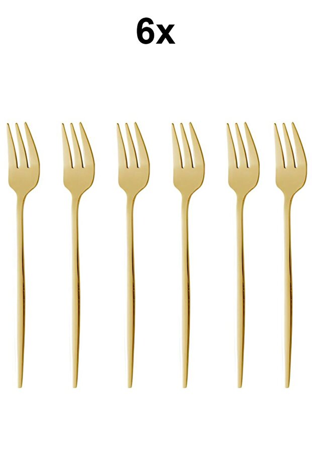 410 Steel 6 Pieces Gold Color Dessert and Fruit Forks Cin611Sr-6