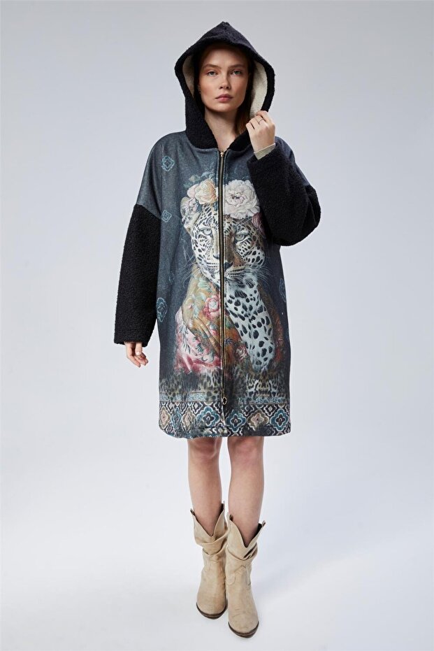 Leopard Panel Patterned Coat - 2