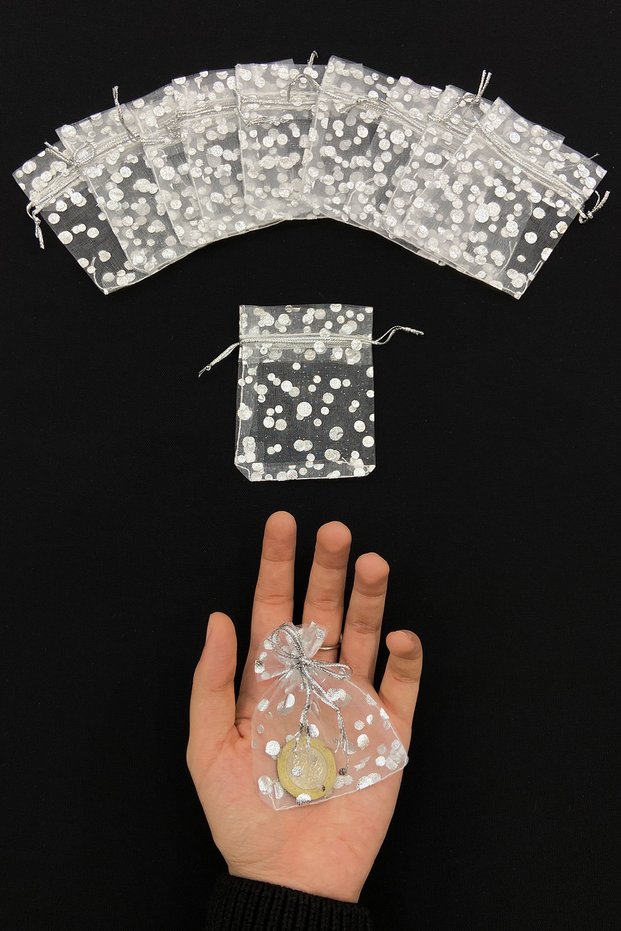 Silver Transparent Tiny Pouch, 100 Pieces Size 7X9Cm, Gift Gold Jewelry Lavender Promise Engagement Henna Wedding