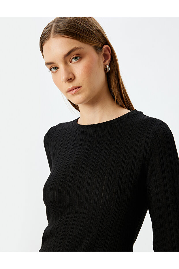 Women's Black Textured Blouse