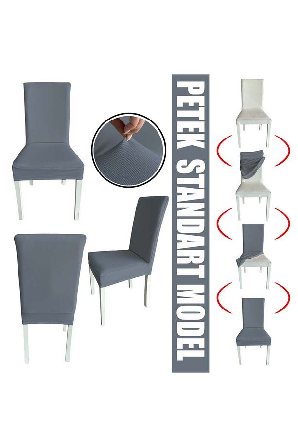 4 Adet Petek Kumaş Salon Tipi Sandalye Kılıfı & Sandalye Örtüsü Seti - 1