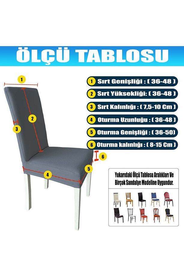 4 Adet Petek Kumaş Salon Tipi Sandalye Kılıfı & Sandalye Örtüsü Seti - 8