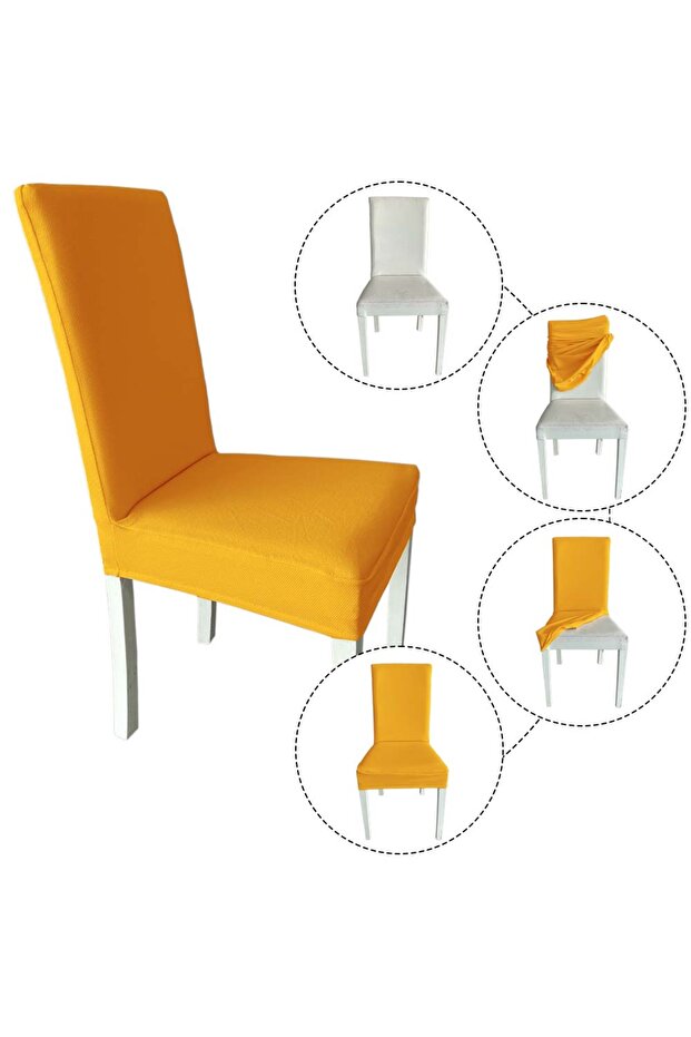 4 Adet Petek Kumaş Salon Tipi Sandalye Kılıfı & Sandalye Örtüsü Seti - 4