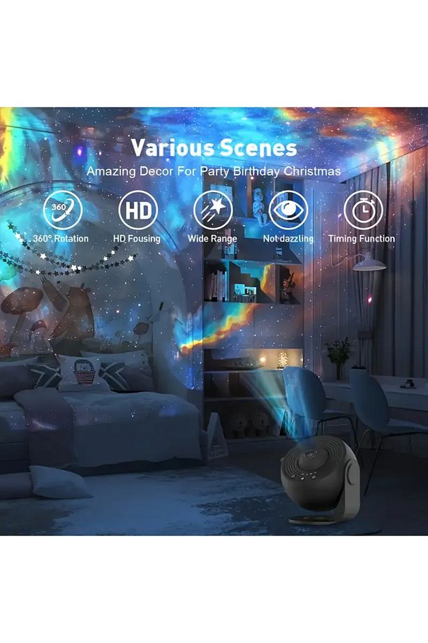 Dinamik Küre Yıldız Projektör Lambası, 13 Filmli LED Masaüstü Kapalı Galaksi Atmosfer Projektörü - 5
