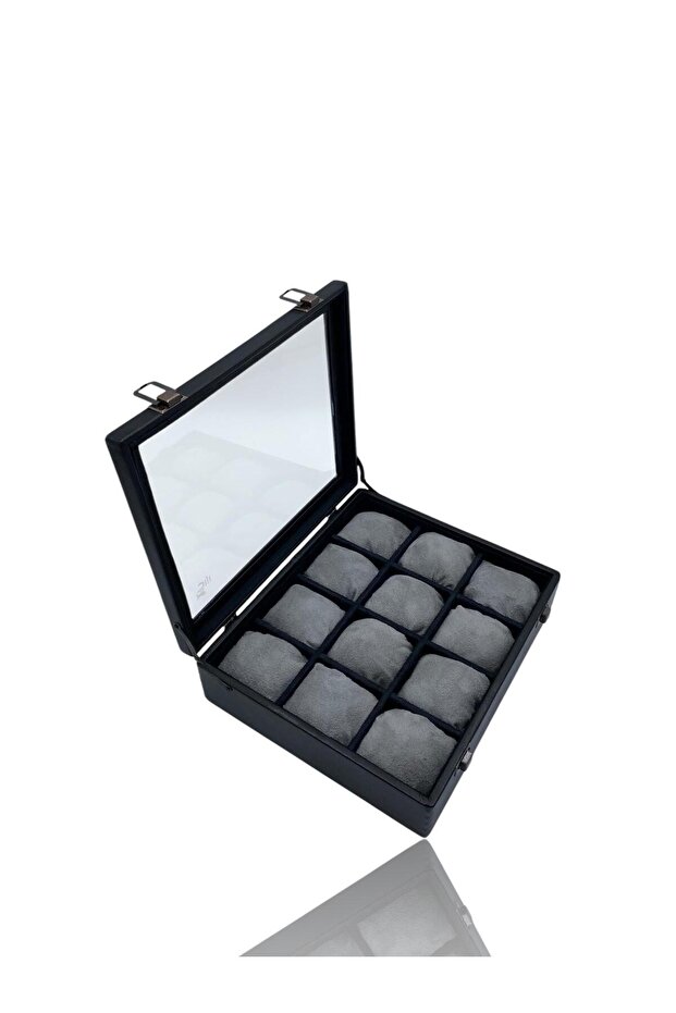 12-piece watch box watch case black