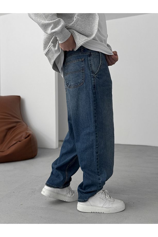Koyu Mavi Eskitme Skater Fit Jean DP-13 - 4