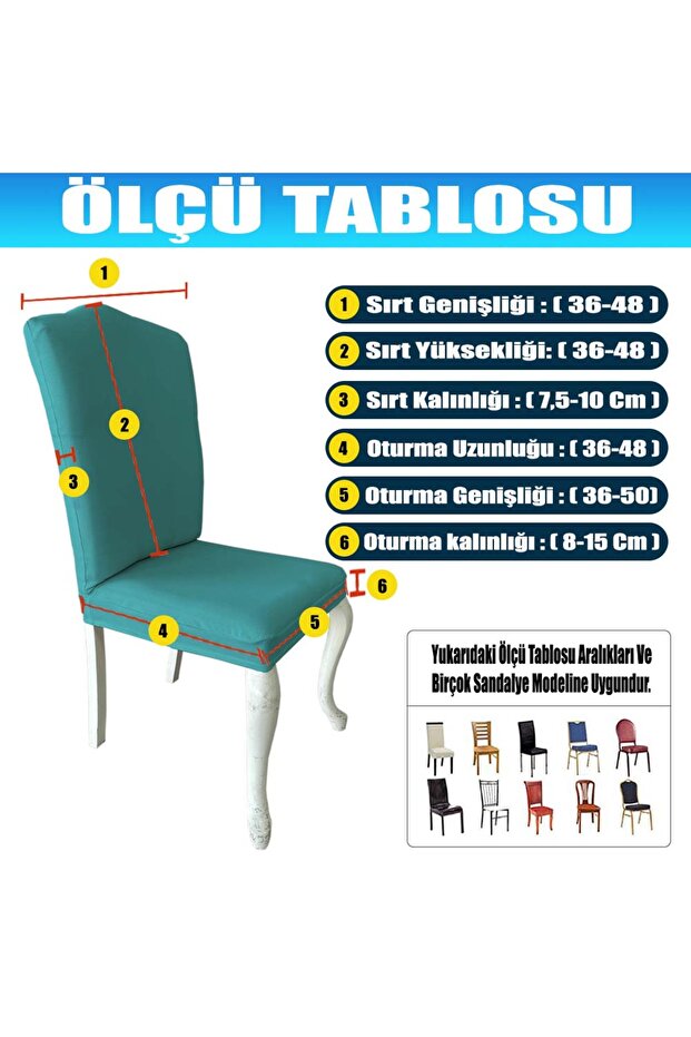 4 Adet Petek Kumaş Avangarde Tipi Sandalye Kılıfı & Sandalye Örtüsü Seti - 6