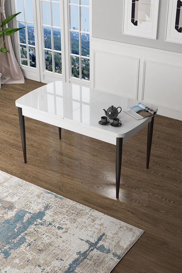 Zen Serisi 80x132 Mdf Açılabilir Beyaz Üst Tabla Siyak Ayak Masa - 1