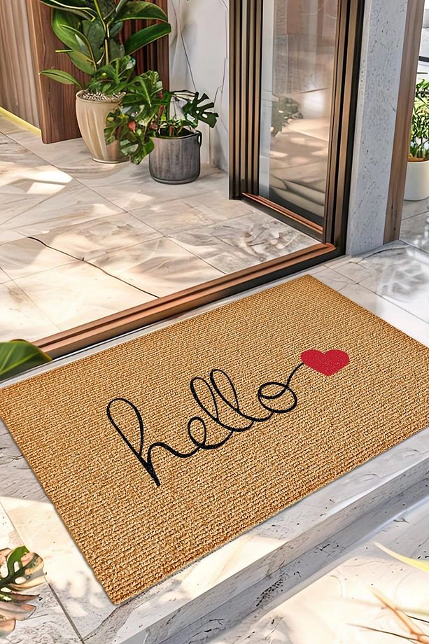 Kapı Önü Halı Paspas Renkli Hello Desenli 40 x 60 cm - 1