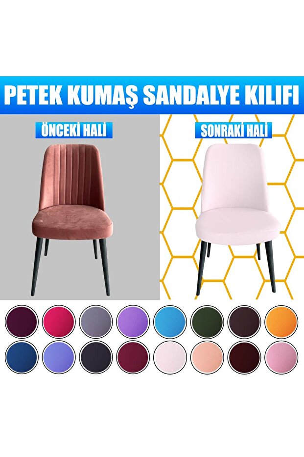 4 Adet Petek Kumaş Gül Tipi Sandalye Kılıfı & Sandalye Örtüsü Seti - 6