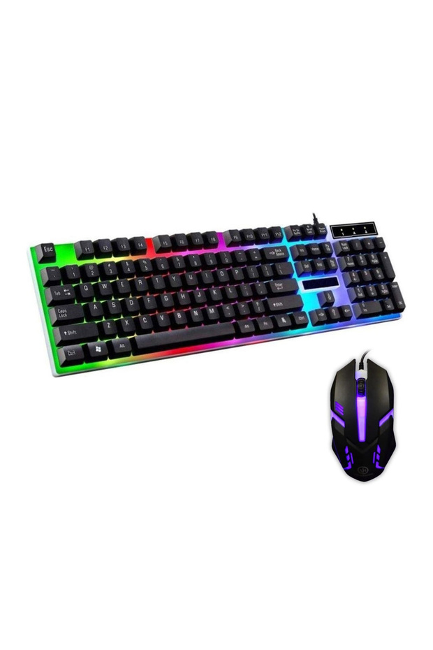 Kablolu Rgb LED Işıklı Oyuncu Gaming Klavye Mouse Set - AL4964 - 1