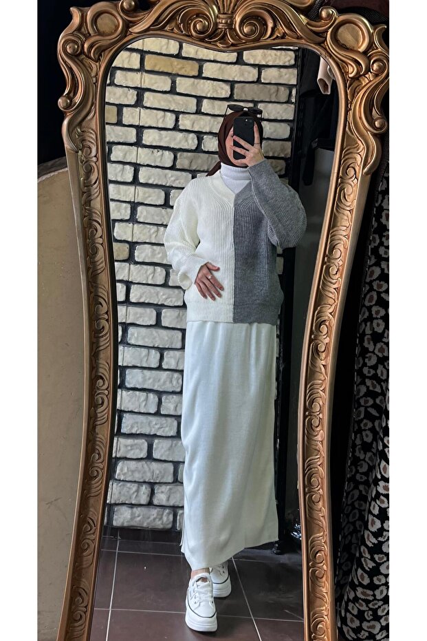 Çift renk Triko kazak - 4