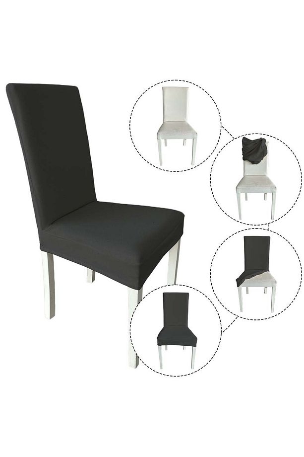6 Adet Fransız Pamuklu Kumaş Salon Tipi Sandalye Kılıfı & Sandalye Örtüsü Seti - 1