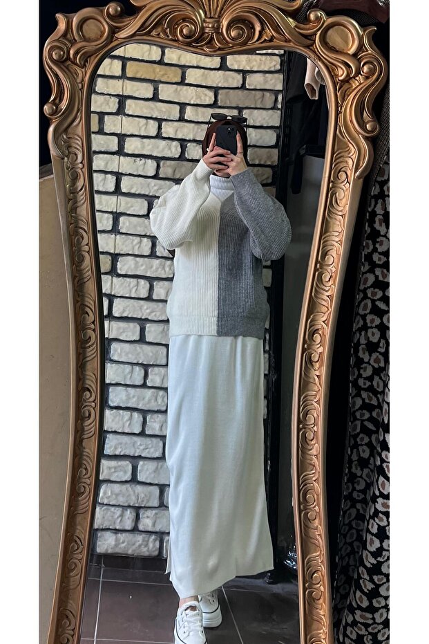 Çift renk Triko kazak - 5