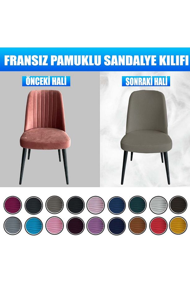 4 Adet Petek Kumaş Gül Tipi Sandalye Kılıfı & Sandalye Örtüsü Seti - 6