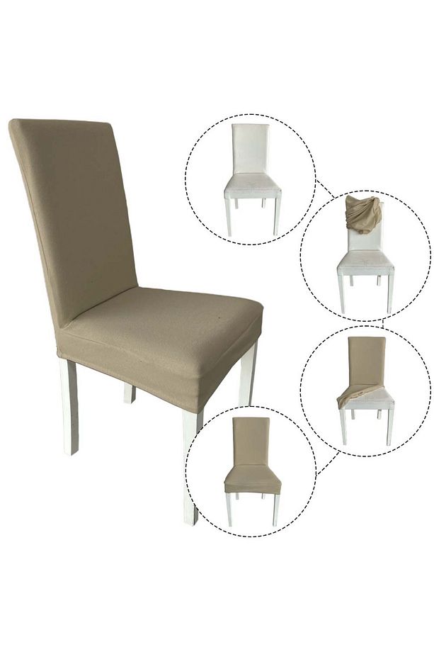 6 Adet Fransız Pamuklu Kumaş Salon Tipi Sandalye Kılıfı & Sandalye Örtüsü Seti - 1