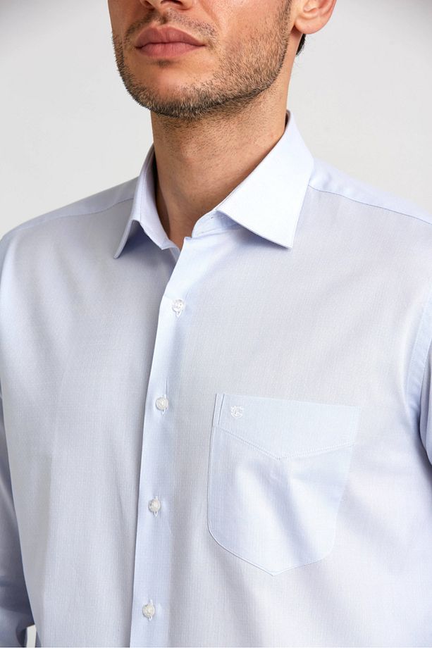 Regular Fit Uzun Kollu Klasik Gri Erkek Gömlek - 4