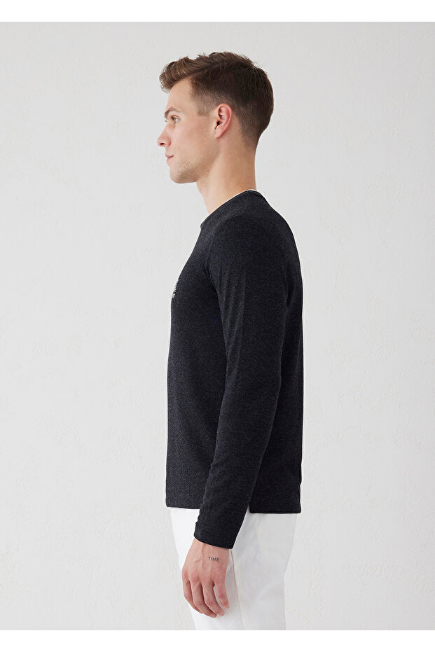 Antrasit Renk Logo Detaylı Örme Sweat - 5