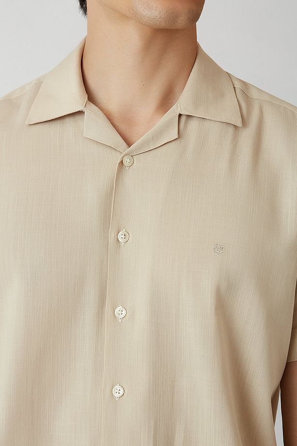 Regular Fit Kısa Kollu Bej Erkek Gömlek - 3
