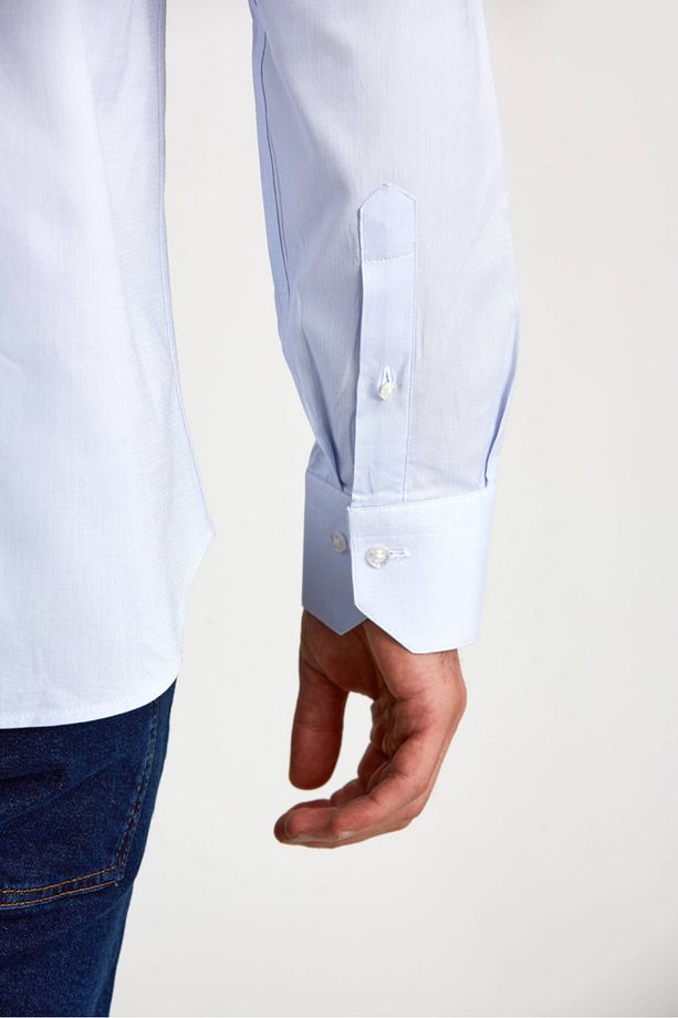 Regular Fit Uzun Kollu Klasik Gri Erkek Gömlek - 3