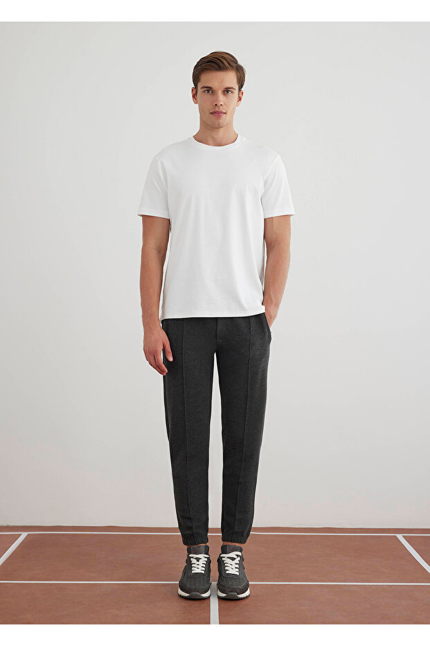 Antrasit Renk Örme Kumaşdan Jogger Pantolon - 1