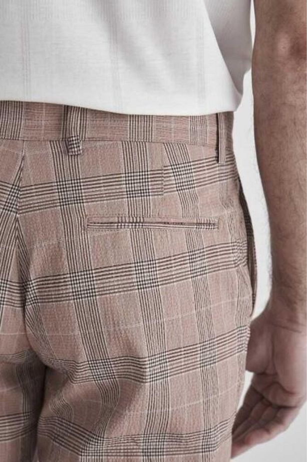 Regular Fit Somon Ekoseli Bermuda Erkek Şort - 2