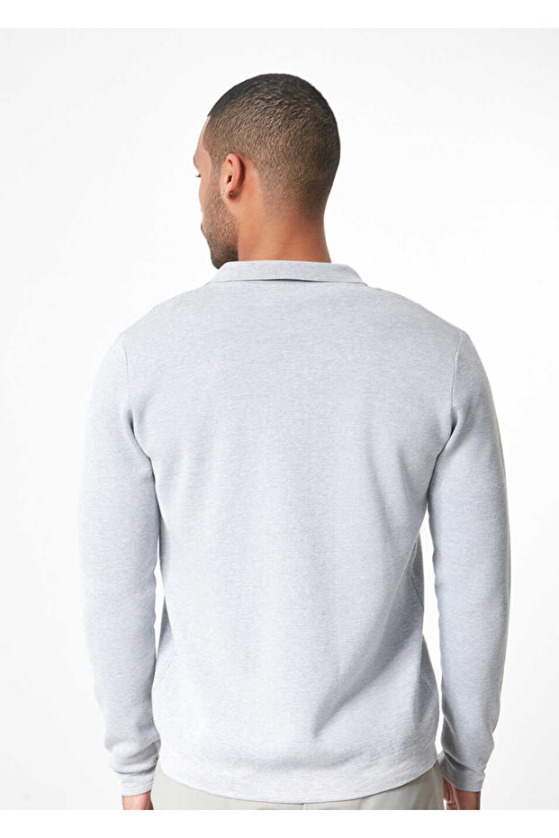 Gri Renk Çelik Örme Triko Hırka - 5