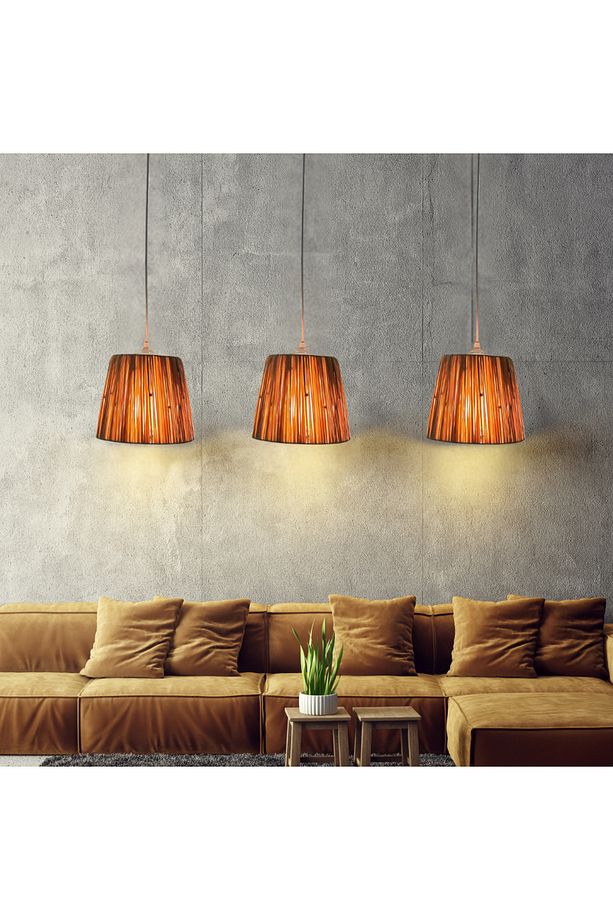 El yapımı rafya hasır avize bohem iskandinav minimal tarz pinterest model avize - 1