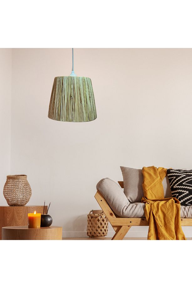 El yapımı rafya hasır avize bohem iskandinav minimal tarz pinterest model avize - 5
