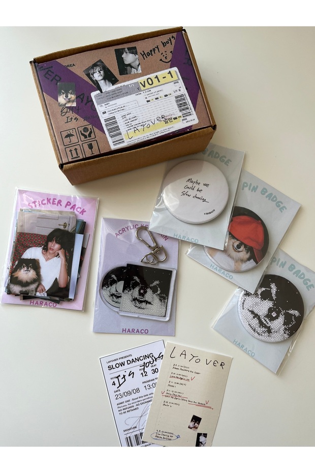 Bts Taehyung Layover Album Set (Badge, Keychain, Sticker Pack) V2