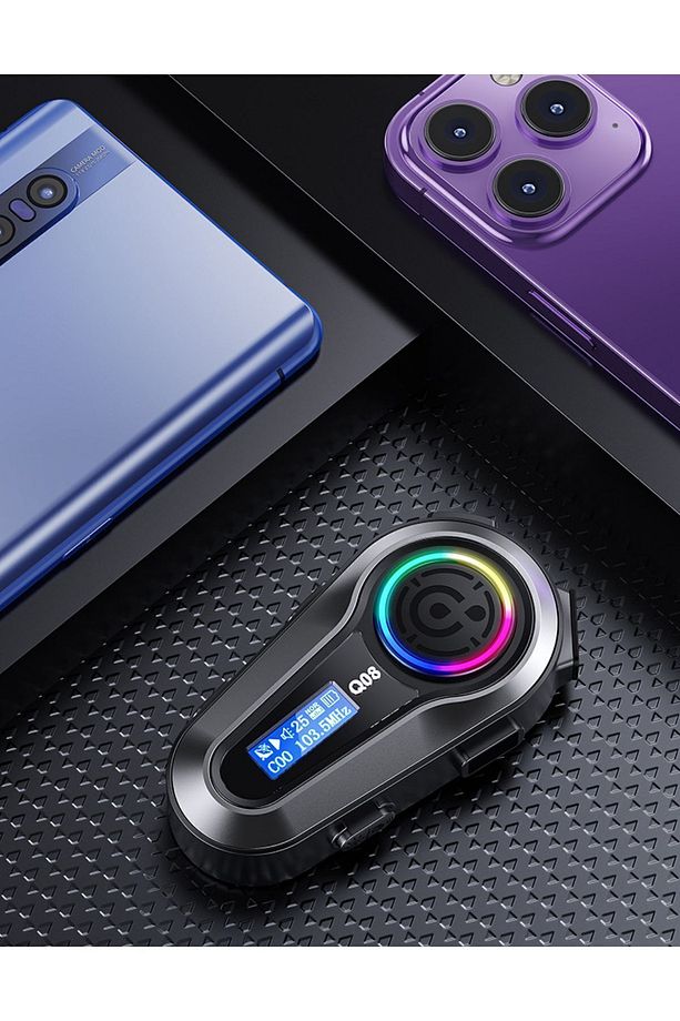 Motorsiklet Kask Interkom Kulaklık Rgb Işık Lcd Ekranlı Bluetooth 5.3 Çift Telefon Bağlantı - 1